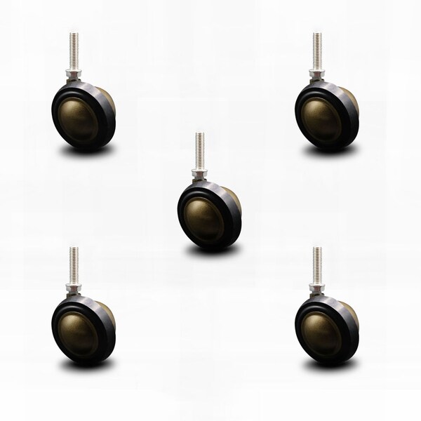 2.25 Inch Antique Soft Tread Ball Caster - 3/8 Inch Threaded Stem, 5PK